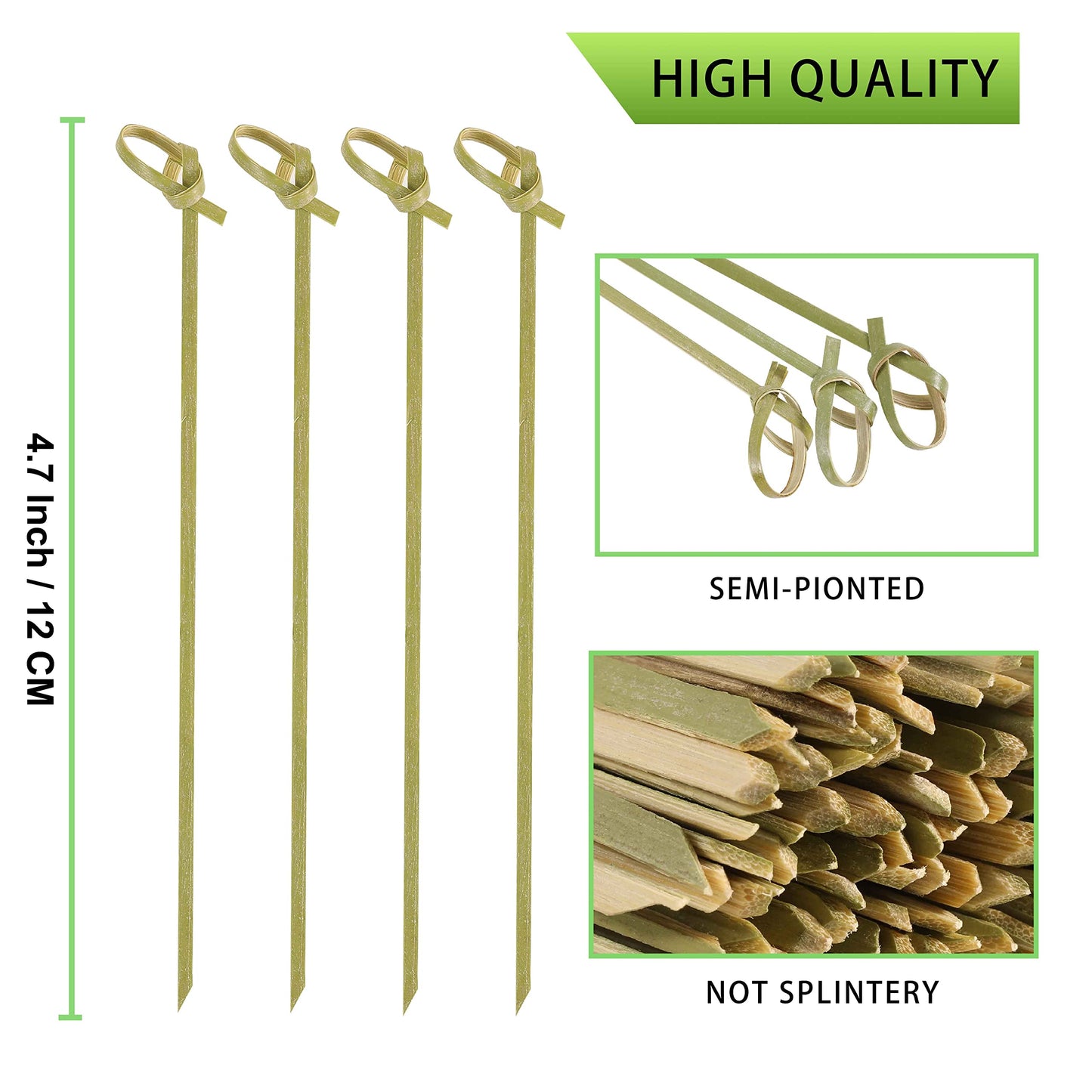 200 PCS Cocktail Picks, 4.7 Inch Toothpicks for Appetizers, Natural Bamboo Knot Skewers, Mini Food Sticks, Fancy Tooth Picks for Drinks,Fruit,Charcuterie,Cocktail Garnish Accessories, Party Supplies