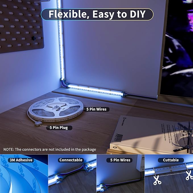 PAUTIX RGBW 6000K COB LED Strip Light 6.56ft/2m,UL Listed 24V Color Changing Tape Lights with 896LEDs/m Multicolor Flexible for TV,Bedroom,Party DIY Decoration(Power Supply & Controller Not Included)