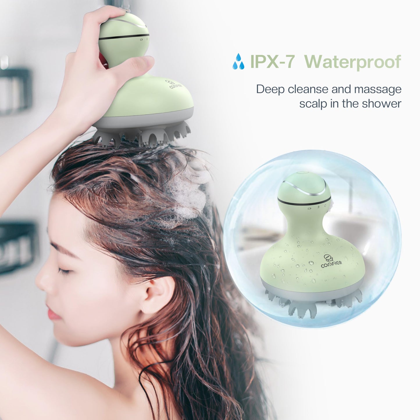 COMFIER Electric Scalp Massager with Mutlti-Modes Vibration, Portable Handheld Head Scratcher for Hair Growth,Waterproof Head Massager for Full Body,Dog Cat Massager for Deep Clean and Stress Relax