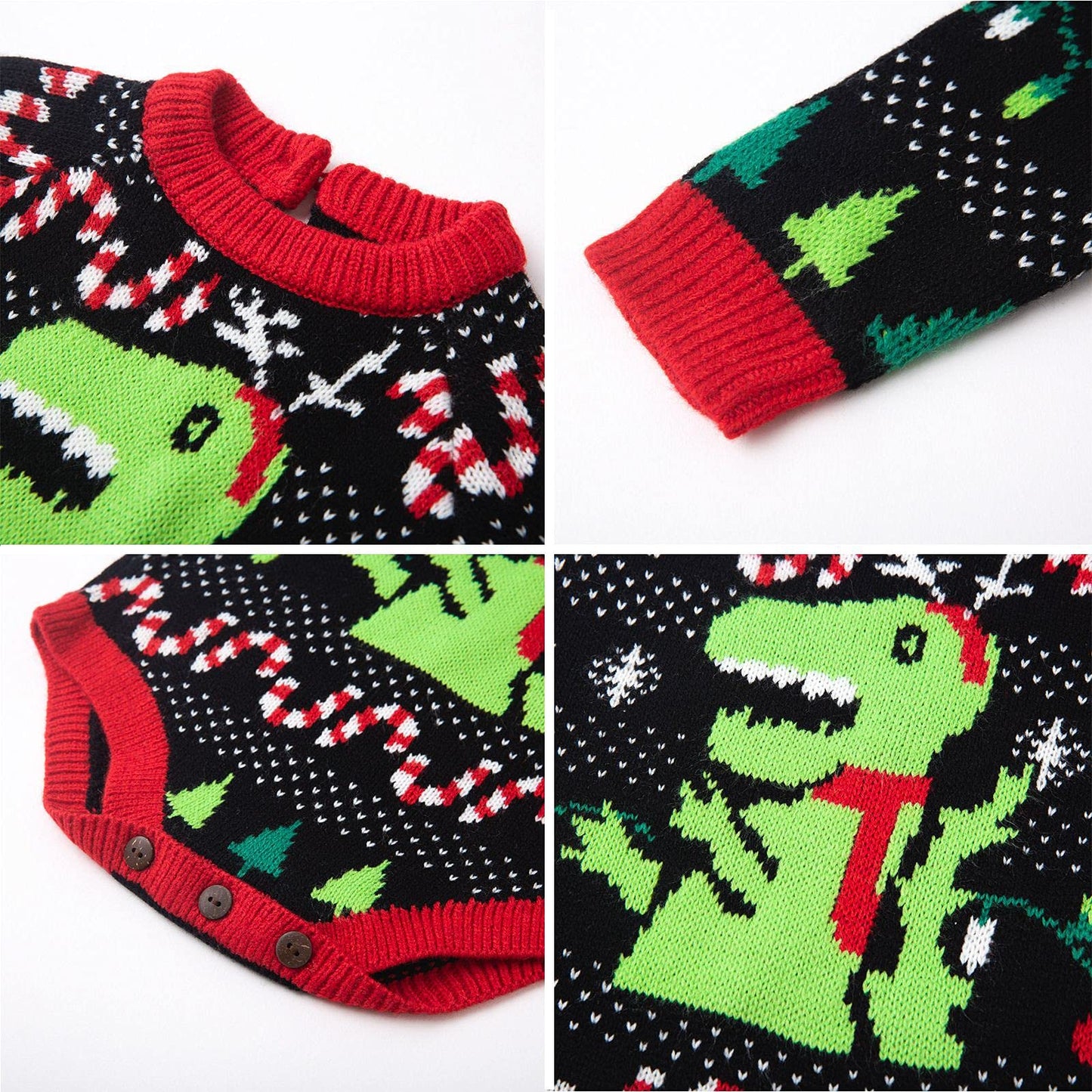 Simplee kids Baby Boys Girls Ugly Christmas Sweater Romper Winter Knitted Pullover Onesies for 12 Months Black