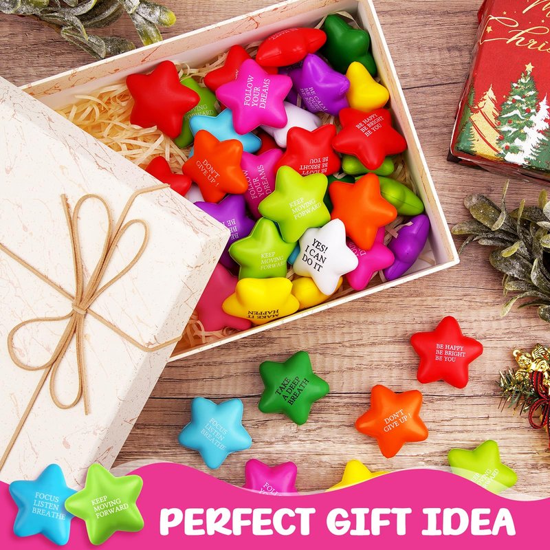100 Pcs Stress Balls for Adults Motivational Stress Balls Bulk Colorful Foam Stress Relief Balls Hand Exercise Fidget Relief Anxiety Toys for Office Relief Employee Appreciation Gifts Party Favors