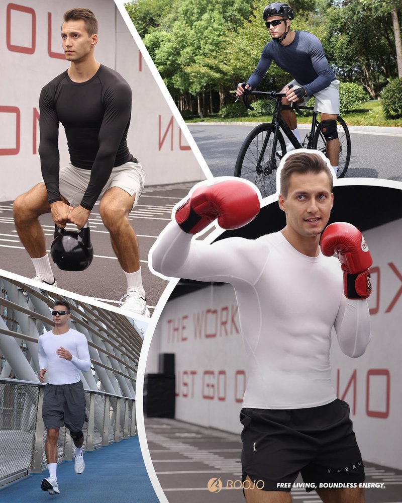Compression Shirts for Men - Long Sleeve Black Workout Base Layer Athletic Gym Tops Quick Dry Running Undershirts