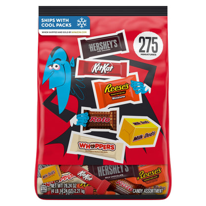 Hershey Miniatures Assorted Flavored, Halloween Candy Bulk Bag, 78.24 oz (275 Pieces)