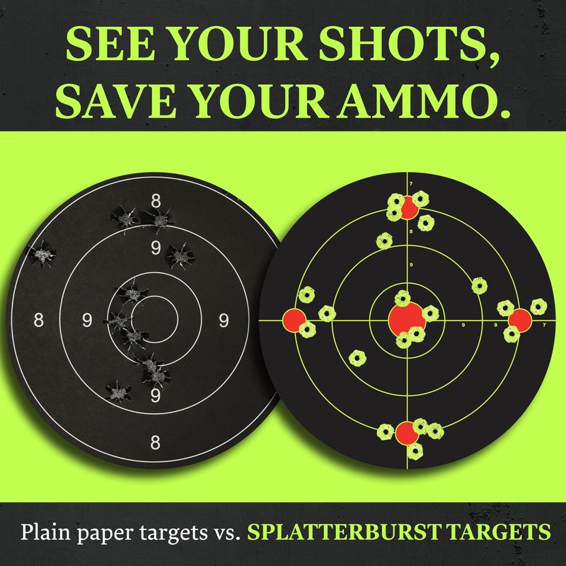 Splatterburst Targets 8-Inch Stick and Splatter Adhesive Shooting Targets, 25-Pack