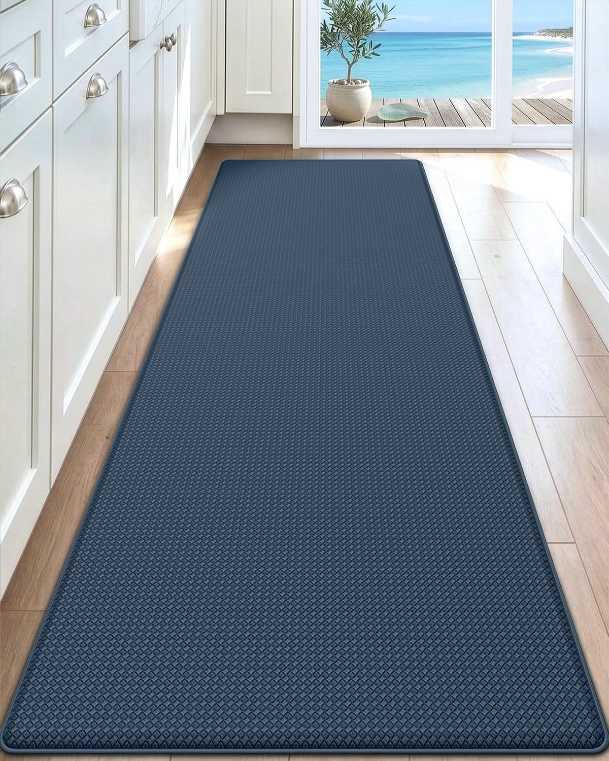 DEXI Kitchen Floor Mats Cushioned Anti Fatigue, 23x59, Large Wide Standing Runner Rug Waterproof, Comfort Memory Foam Padded for Front Sink Laundry, Navy