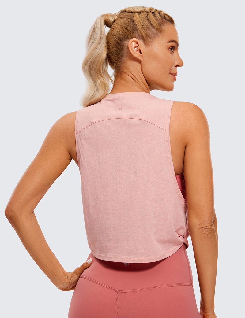 CRZ YOGA Pima Cotton Large Armhole Tank Tops for Women - Workout Sport Athletic Yoga Running Gym Loose Crop Sleeveless Shirts Cinnamon Ash Large