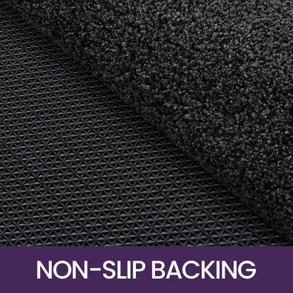 DEXI Dirt Trapper Door Mat Indoor, Non-slip Doormats Inside, Machine Washable, Super Absorbent Entrance Mats Soft Floor Carpet Rug, 50 x 80 cm, Black-Grey