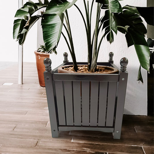 Yuanzaifeng Durable Outdoor Square Wooden Planter Box – Ideal for Garden, Porch, and Patio Flower, Herb & Vegetable Planting – Easy Assembly with Included Hardware & Instructions (Black)
