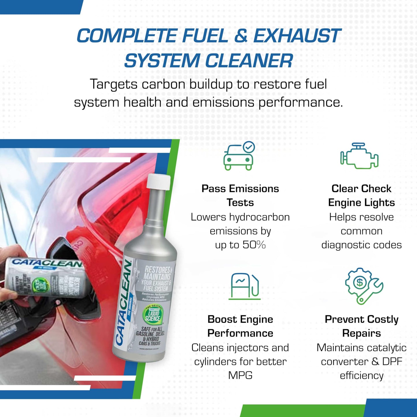 Cataclean Fuel & Exhaust System Cleaner – Pass Emissions Tests – Clear Check Engine Lights – Restores Catalytic Converters, DPF Filters and Cleans Fuel Systems, 8oz (120020CAT)