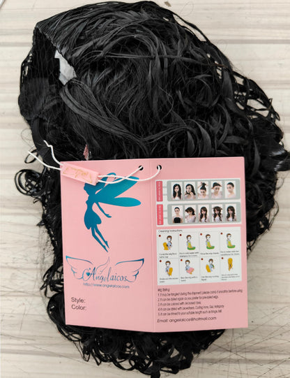 Angelaicos Unisex Wavy Halloween Costume Full Wig Long Dark Brown (Men's Wig)