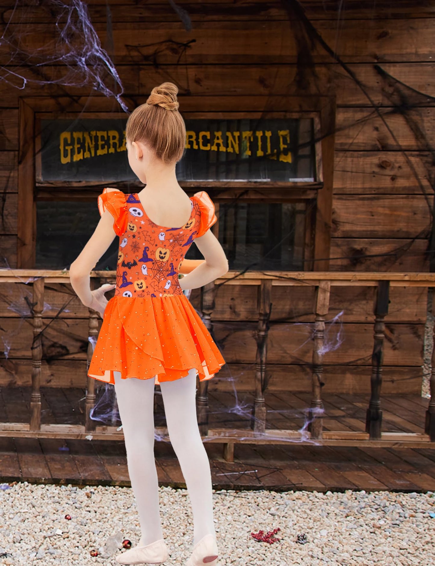 Arshiner Ballet Leotards for Girls Ballet Leotard with Skirt Toddler Flutter Sleeve Dance Dress Halloween 6-7 Years