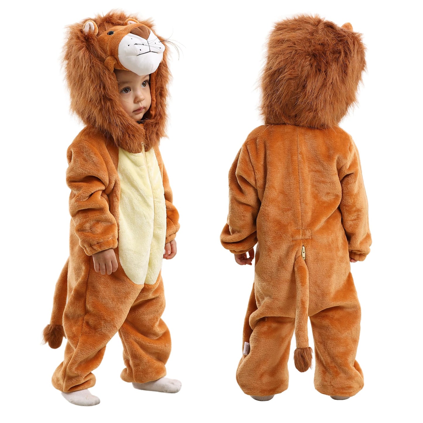 TONWHAR Infants Toddlers Halloween Cosplay Lion Costume Kids' Animal Outfit Snowsuit(2-3T,Lion)