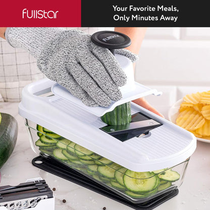 Fullstar Vegetable Chopper & Mandoline Slicer for Kitchen - Food Chopper with Container, Cheese Grater, Home Essentials & Kitchen Gadgets (Lite - 9 in 1)