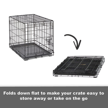 New World Newly Enhanced Double Door 60.96 cm (24-Inch) Dog Crate for Small Dog Breeds; Includes Leak-Proof Pan, Floor Protecting Feet, & New Patented Features; B24