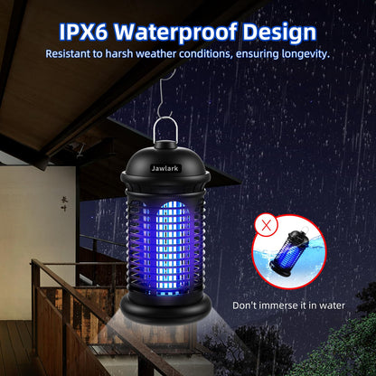 Jawlark Electric Bug Zapper, 4200V Mosquito Zapper Outdoor Indoor, IPX6 Waterproof Insect Killer with 5ft Power Cord for Patio Yard Home, Plug in Mosquito Killer (Black)