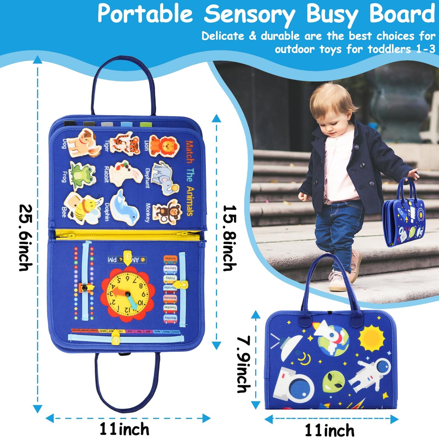 Busy Board, Montessori Toys for 1 2 3 Year Old - Toddler Toys for Ages 2-4 Boy Birthday Gift, Busy Book for toddlers 1-3, Toddler Learning Activities, Educational Learning Toy for Airplane Car Travel