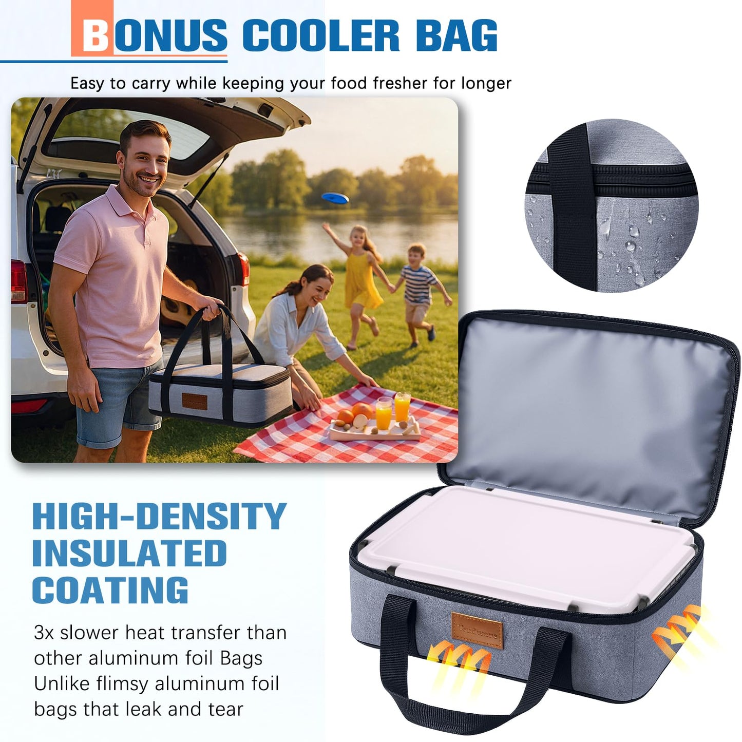 Chilled Portable Snackle Box Container with Reusable Ice Pack Bonus Insulated Bag 2Dip Container Divided Serving Tray Beach Essentials for Charcuterie Road Trip Picnic Family Party