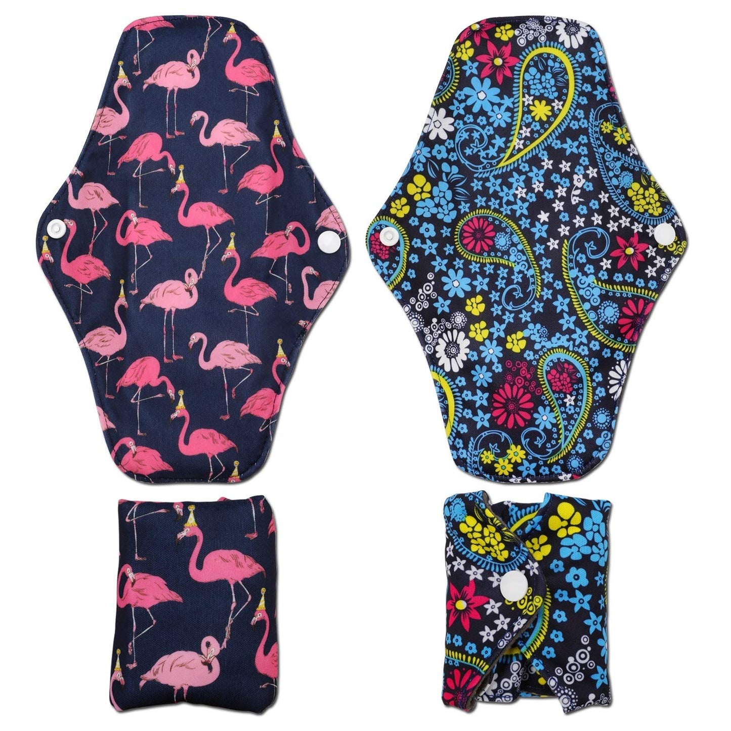 Reusable Sanitary Towels Pads(7 in 1, 25.4 cm 4 Layers), Antibacterial Bamboo Panty Liners with Wet Bag, Heavy Flow Night Washable Cloth Menstrual Sanitary Towels
