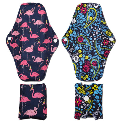 Reusable Sanitary Towels Pads(7 in 1, 25.4 cm 4 Layers), Antibacterial Bamboo Panty Liners with Wet Bag, Heavy Flow Night Washable Cloth Menstrual Sanitary Towels