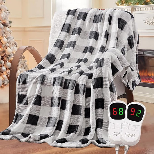 Homemate Electric Blanket Heated Queen Size - 84“x90“ Ultra Soft Cozy Flannel Heating Blanket with 10 Fast Heat Levels 8 Hours Auto Off Over-Heated Protection ETL Certification Keep Warm in Home
