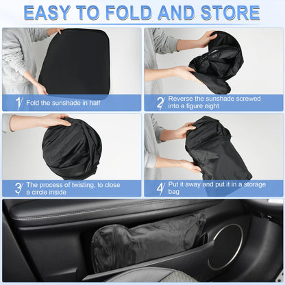 SINGARO Universal Car Windshield Sun Shade, Foldable Reflective for Windshield & Window Shades with Overlapping Design, Car Interior Accessories