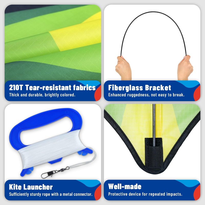 Delta Kite Set for Kids and Adults,Extremely Easy to Launch for Beginners, Perfect for Beaches and Parks,ites for Beach Trip Park Family Outdoor Games and Activities (Speed Triancle 3-Piece Set, 3)