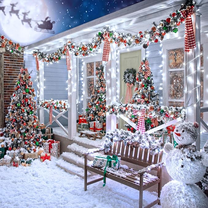 250 LED White Christmas Lights Outdoor, 82ft 8 Modes White Christmas String Lights Clear Wire, Plug in Twinkle Fairy Lights for Bedroom Wedding Christmas Tree Decorations