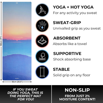 Plyopic. All In One Yoga Mat | Luxury Sweat-Grip Mat/Towel Combo | Ideal for Yoga, Hot Yoga, Bikram, Pilates, Workout & Exercise | Eco-Friendly Natural Rubber