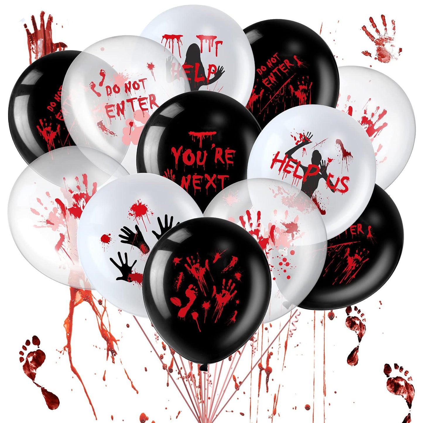 Aoriher 45 Pcs Scary Halloween Balloons 12 Inches Bloody Latex Balloons Eye Blood Splatter Decorations Horror Zombie Decor for Birthday Vampire Haunted House Party Supplies(Scared Style)