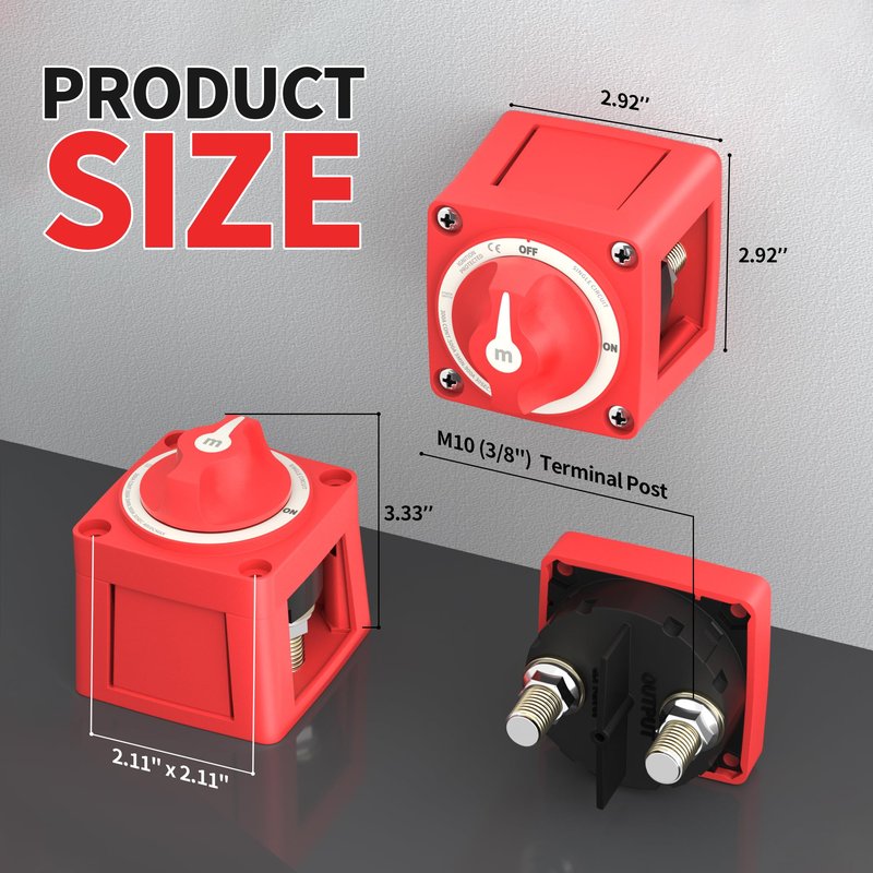 300A Boat Battery Disconnect Switch Waterproof 12V 48V Battery Shut Off Switch ON/Off Heavy Duty & Ignition Protected Power Kill Switch for Marine Car RV Truck