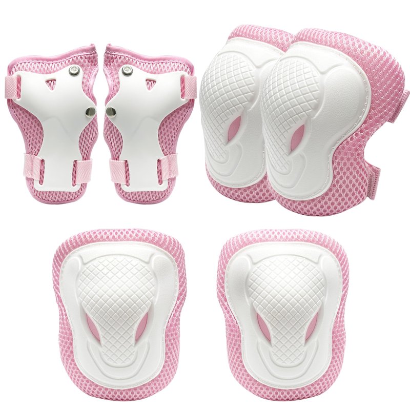 ENHERWE Kids Knee Pads Elbow Pads Wrist Guards Set for 3-8 Years,Child Protective Gear Set for Outdoor Sports,Cycling,Roller Skates,Inline Skating,Skateboard,Scooter,BMX Bike,Girls Pink