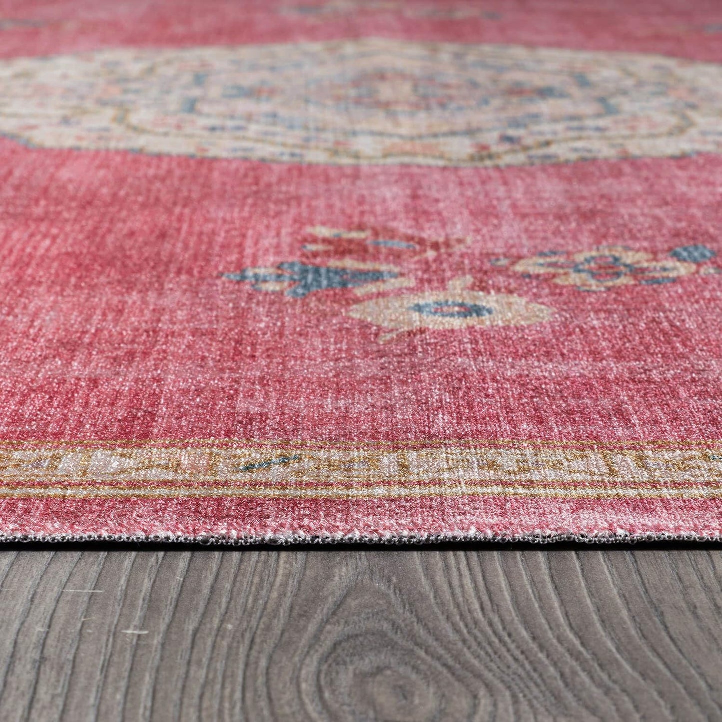 Beverly Rug Non Slip Rugs 5x7 Boho Medallion Floral Non Skid Rubber Backing Easy Silk Soft Area Rug for Living Room Easy to Clean Non Shedding Kitchen Bedroom Indoor Carpet (5 x 7 Fuchsia - Cream)