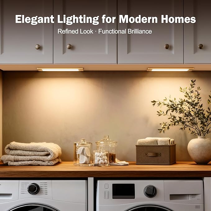 Rechargeable Under Cabinet Lighting, Motion Sensor Wireless Night Light, Dimmable, CCT Adjutable, Magnetic Mount for Kitchen, Closet, Bedroom, Reading, Ambience (Gold, 2 Pack, 9 in)