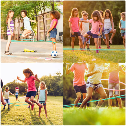 Cikyner Chinese Jump Rope, 4m Long 1.5cm Wide Elastic Chinese Ropes with Instructions French Skipping Rubber Band for Indoor and Outdoor Children Jumpsies Games, Ideal for Gifts for Girls and Boys