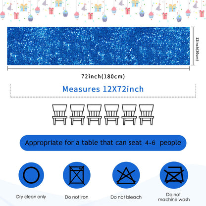 B-COOL Royal Blue Table Runner 12 Pack 12x72Inch Glitter Decoration Sparkly Fabric for Graduation Holiday Birthday Outdoor Dining Table Centerpieces