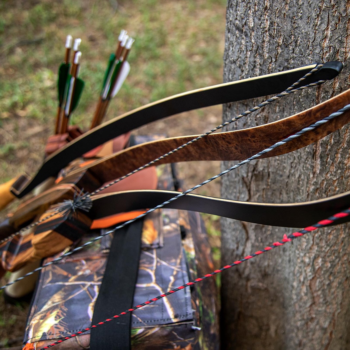 Deerseeker Flemish D97 Bow String Handmade Twist Bowstring 16 Strands 54-70in Fast Flight for Traditional Longbow Recurve Bow Replacement Archery Accessories (Red+Black, AMO 68"(Actual Length 64"))