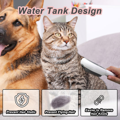 Water Brush for Cats Dogs, 4 in 1 Pet Grooming Bath Brush, 2 in 1 Cleaning Brush Cat, Wet Cat Comb, Pet Hair Removal Comb with Water Tank, Sticky Brush 2.0 (Towels Not Included)