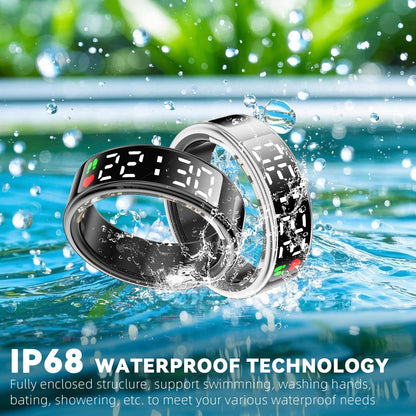Smart Rings for Women Men,Fitness Tracker Ring,Smart Ring whth Display and Touch Button,IP68waterproof,Health Ring Tracks Heart Rate/Sleep/Steps/Blood Oxygen/Calorie/Distance,No Subscription(Black9)