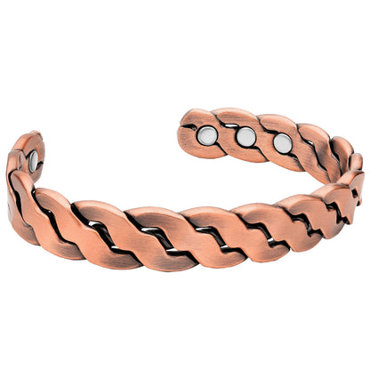 MagnetRX® Pure Copper Magnetic Bracelet - Magnetic Copper Bracelets for Men - Adjustable Cuff + Gift Box (Twisted Copper)