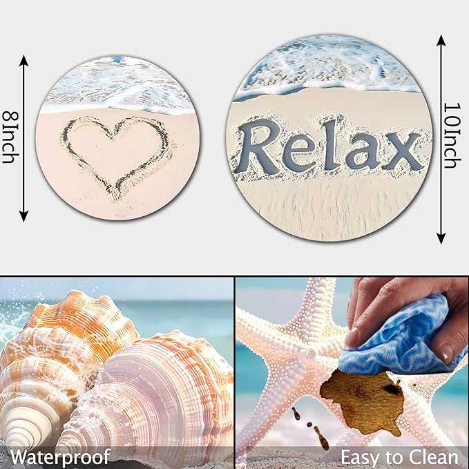Tucocoo Beach Electric Stove Burner Covers，4 Pcs Sea Decor Round Stove Burner Cover，8 Inches and 10 Inches，Gas Stove Burner Cover,Metal Cooktop Relax Decorative Home Decor,Kitchen Decor