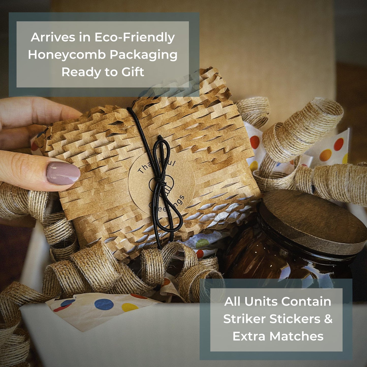 2" Artisan Black Tip Matches | 100 Bold Black Tip Safety Matchsticks with Strikers by Thankful Greetings | Great for Home Décor, Candle Lovers, & Crafts | Decorative Candle Accessories