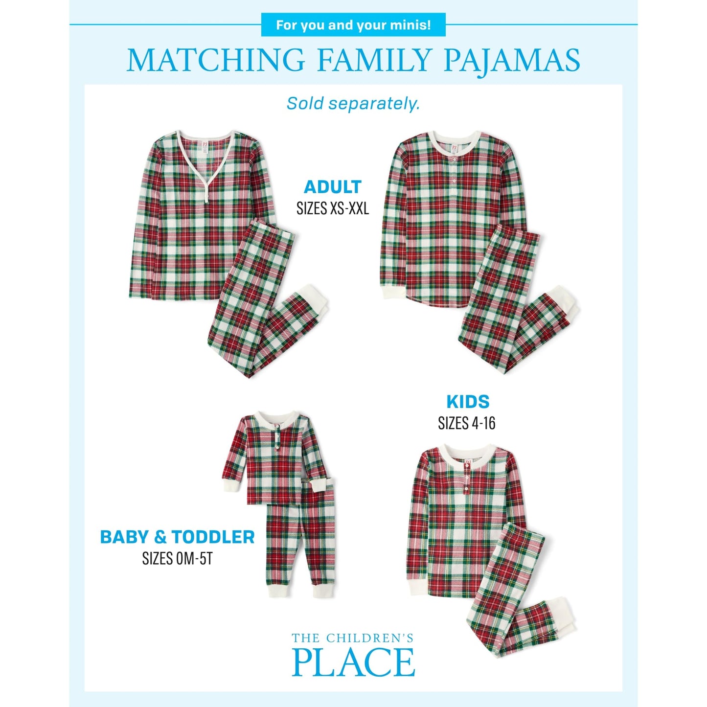 The Children's Place,Unisex Baby,Family Matching, Plaid Thermal Pajamas Sets,Red Tartan Plaid,3 Years