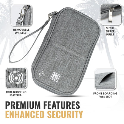 BOACAY Travel Document Organizer with RFID, Family Passport Holder, Wallet for Women & Men, Portable & Waterproof Case for Cards, Boarding Pass, Money