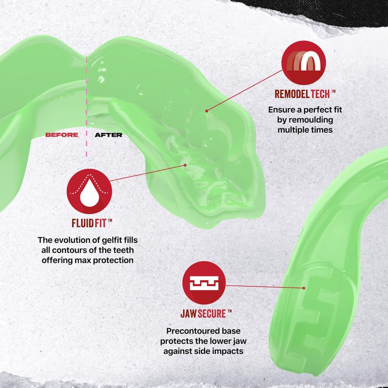 SAFEJAWZ Mouth Guard, Elements Dual Layer Mouthguard for Youth with Case, Easy Fit Remoldable Mouthpiece for Football, Boxing, Lacrosse, Basketball & All Contact Sports (Kids <11 Years, Earth Green)