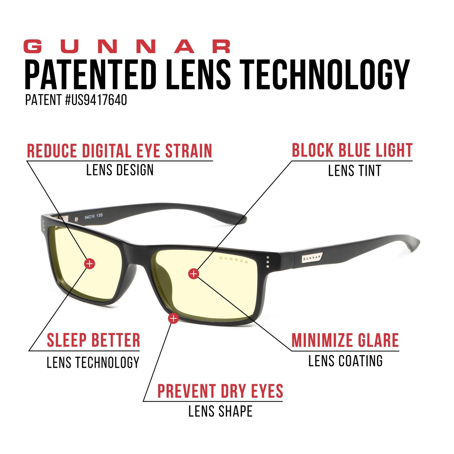 GUNNAR - Premium Reading Glasses - Blocks 65% Blue Light - Vertex, Onyx, Amber Tint, Pwr +1.5