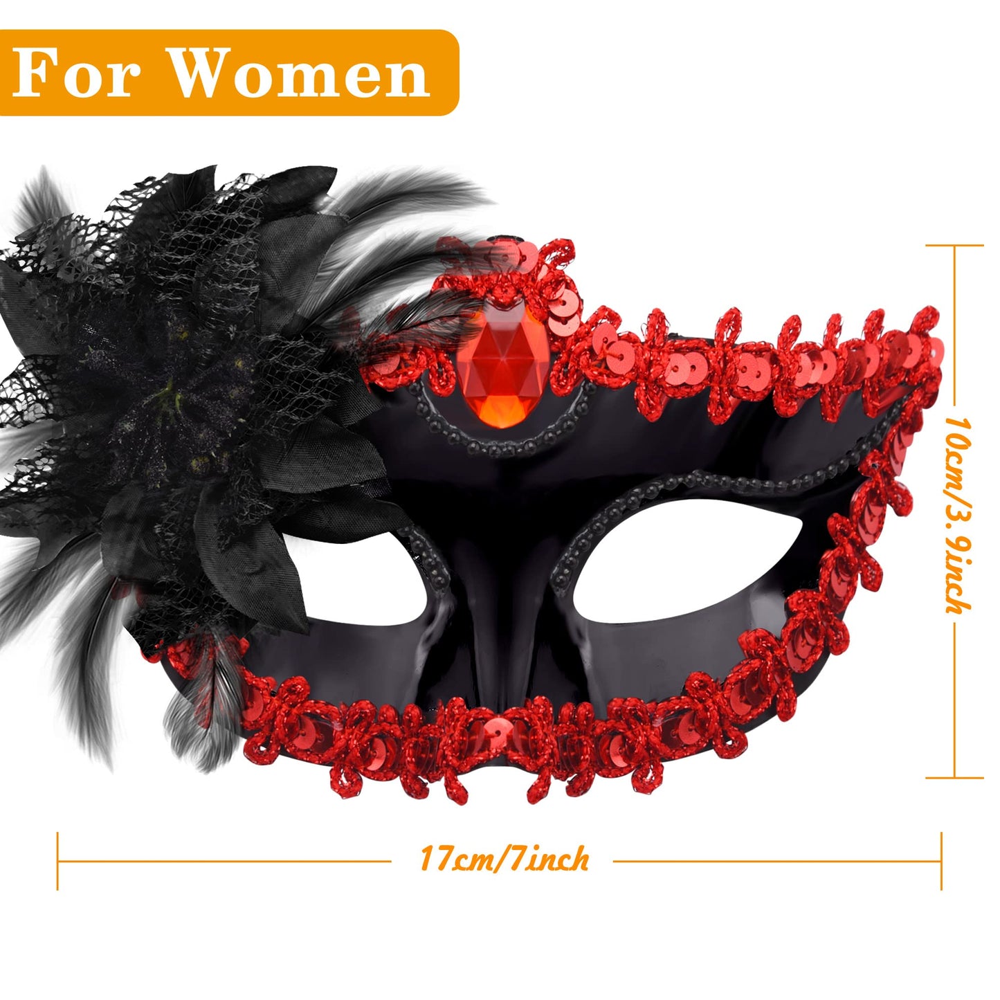 SIQUK Couple Masquerade Masks Plastic Venetian Party Mask Lace Halloween Costume Mask Rhinestone Mardi Gras Mask for Couples Women and Men