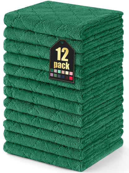 Homaxy 12 Pack Kitchen Dish Cloths (10 x 10 Inches, Grey), Super Soft and Absorbent Coral Velvet Dish Towels, Nonstick Oil Fast Drying Microfiber Cleaning Cloth, No Lint Household Dishcloths