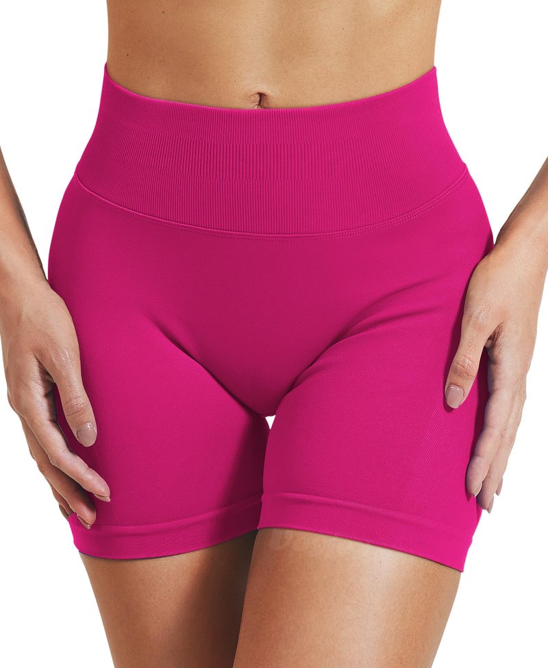 VOYJOY Women Workout Impact Shorts 2.5"/ 3.6"/ 4.5"/ 6" Scrunch Butt Lifting Gym Seamless Booty Biker Shorts Rose Pink