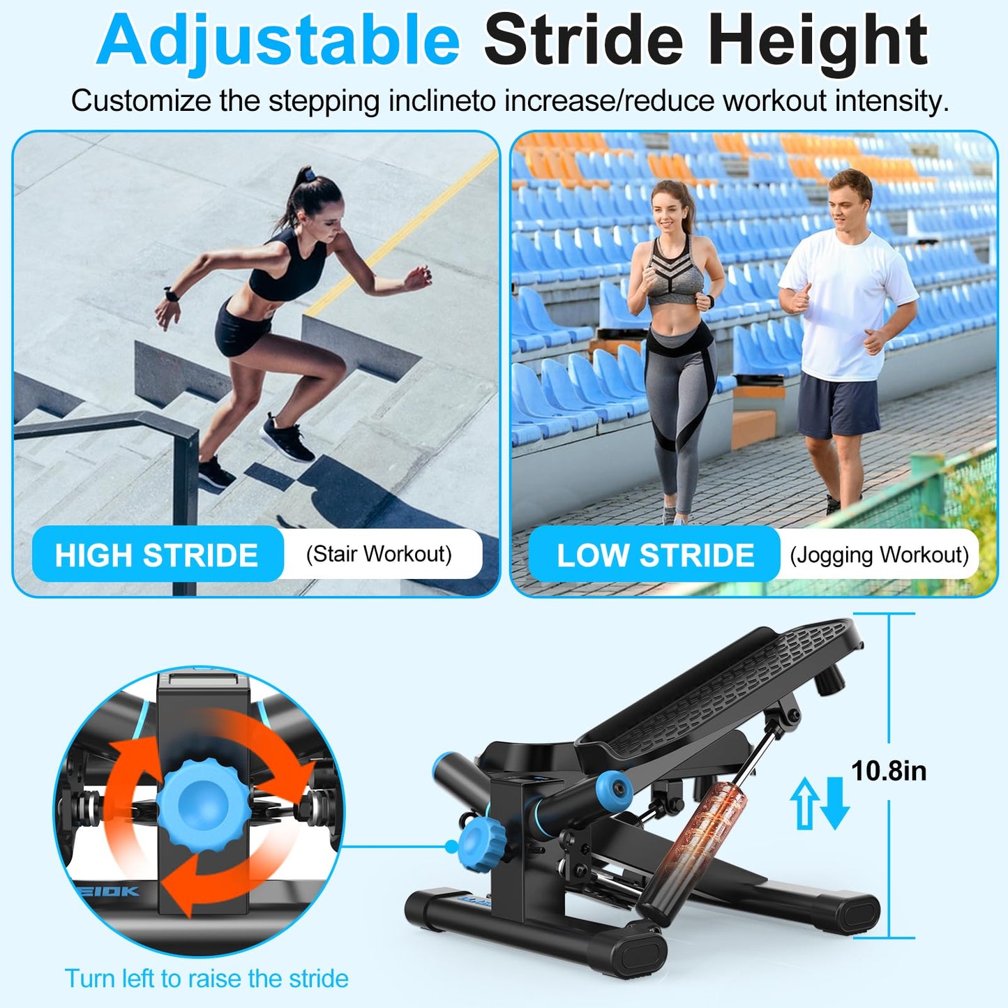 DLAEIOK Steppers for Exercise at Home, Twist Stepper with 350LBS Loading Capacity, Mini Stepper with Resistance Bands, Hydraulic Fitness Stair Stepper for Home with LCD Monitor