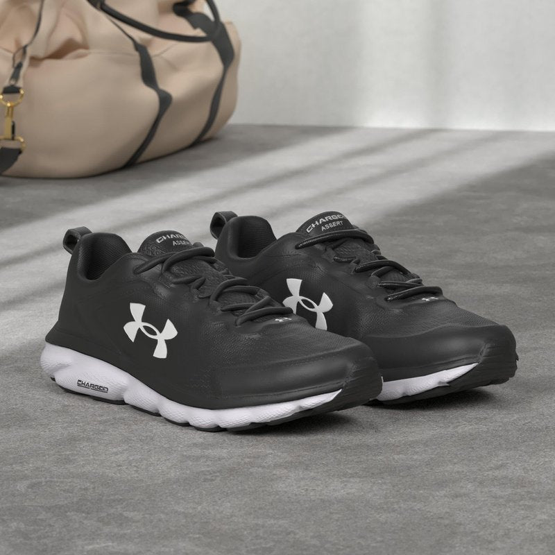 Under Armour Men's Charged Assert 9, Black/White, 15 US